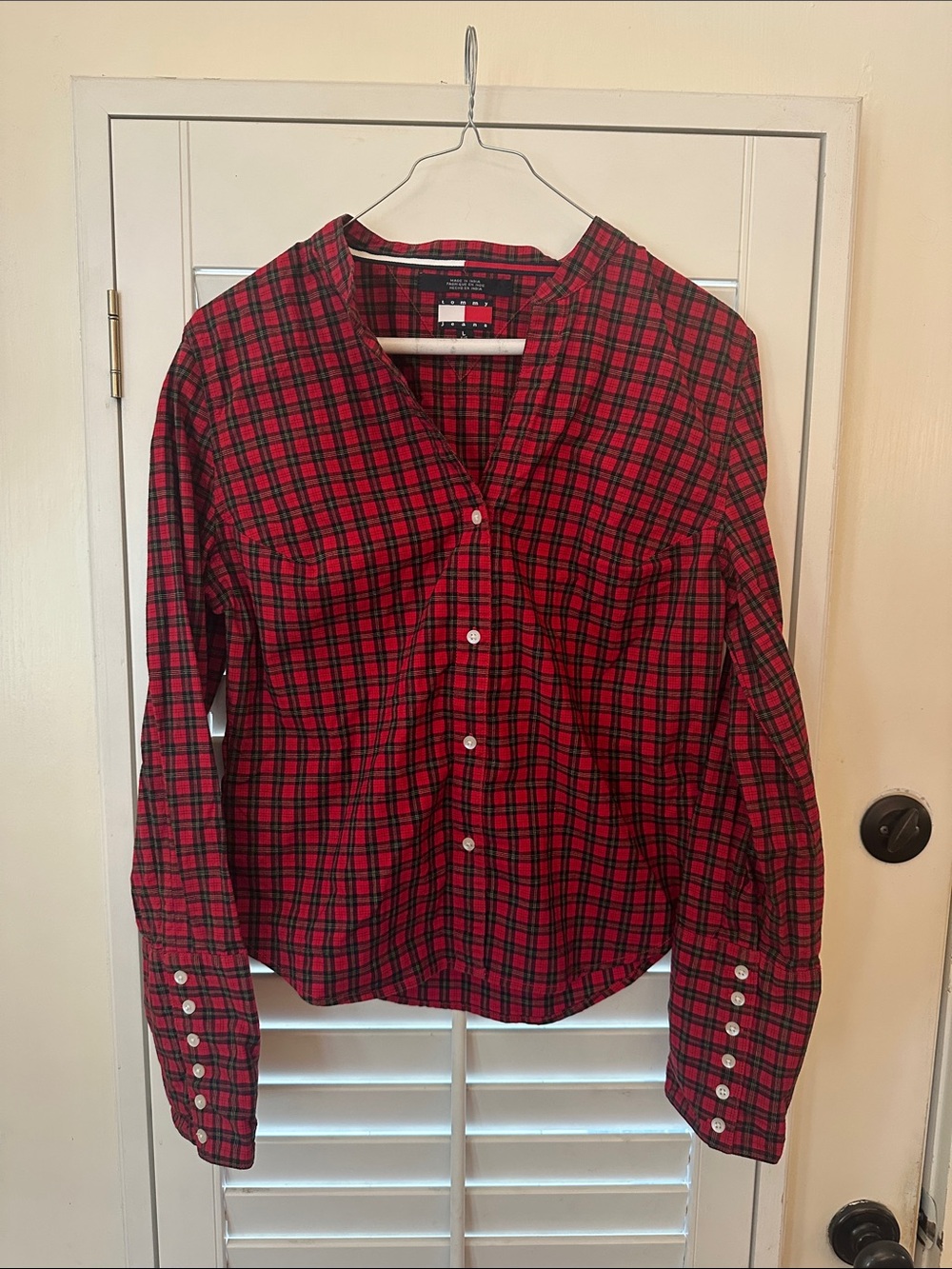 Women’s Tommy Hilfiger Red & Black Plaid Button-Down Shirt